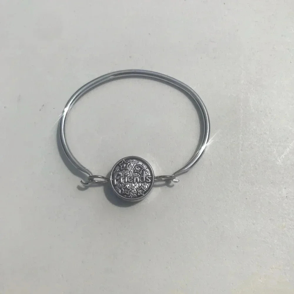 “Friends” silver bracelet with hook‎ closure